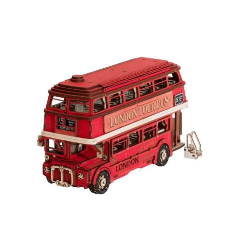 Rolife 3D wooden puzzle, London Tour Bus, red double-decker bus model