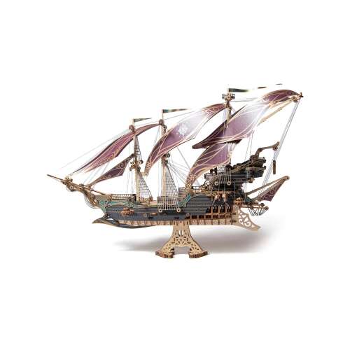 Puzzle 3D, Statek Piracki Sparrow's Maritime Adventures, fioletowy, HC, drewno, 518 sztuk