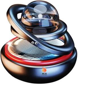 MOOD (BE AUTHENTIC) 360 degree rotating solar powered car air freshener with galaxy design and aroma for a pleasant car experience, black / red - Car Air Freshener