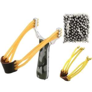 Professional Hunting Slingshot with Metal Insert, Spare Rubber Bands and 100 Balls Included - Slingshot
