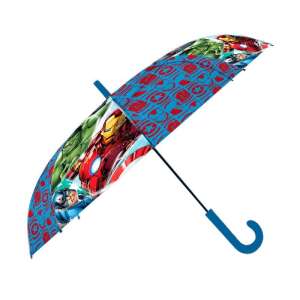 Marvel Avengers kids umbrella, 45cm, blue with red and white details, featuring Iron Man, Hulk, Captain America, and other Avengers characters - Children's Umbrella