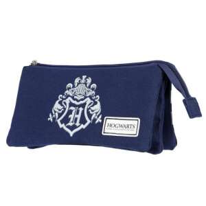 Harry Potter Hogwarts pencil case with the Hogwarts crest, blue canvas, zipper closure - Pencil Case