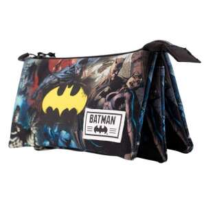 DC Comics Batman Darkness pencil case, black with yellow Batman logo, featuring comic book illustrations - Pencil Case