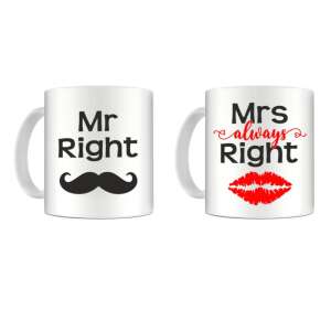 Mr. Right and Mrs. Always Right couple mugs, white ceramic mugs with black and red designs, perfect for couples - Gift mug