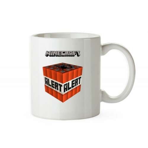 Minecraft TNT Alert mug, 330ml, white ceramic mug with Minecraft TNT Alert design