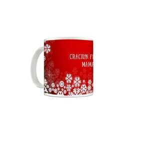 Merry Christmas Mom mug, 330ml, red mug with white snowflakes and text - Gift mug