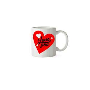 White ceramic mug with a red heart and 'Love you' text, 330ml - Gift mug