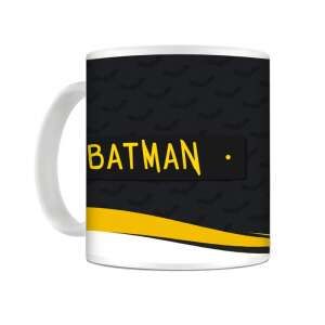 Batman mug, 330ml, white mug with black and yellow design, Batman logo - Serving