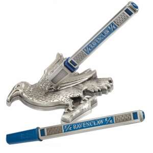 Harry Potter Ravenclaw pen and stand, silver and blue pen with Ravenclaw crest stand - Pen & Pencil