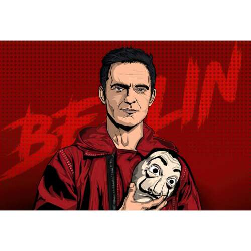 Casa de Papel Berlin műalkotás poszter, 61x90cm, Berlin a Netflix La Casa de Papel sorozatból, a Dali maszkkal - Poszter