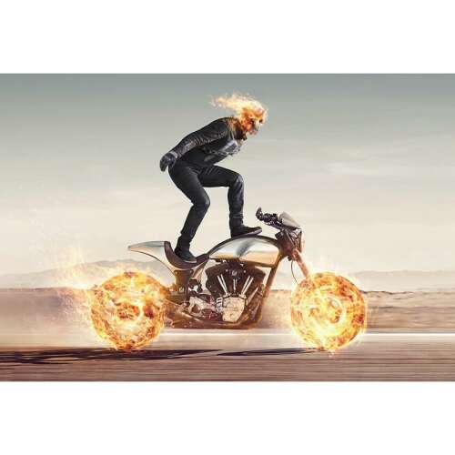 Ghost Rider poszter, 61x90cm, lángoló motorral 