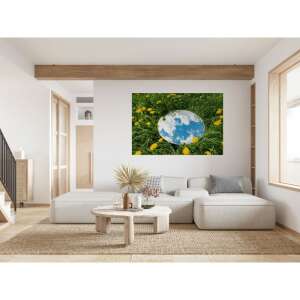 Round mirror reflecting the sky and clouds, 80x50cm, hanging on a wall in a living room - Mirror