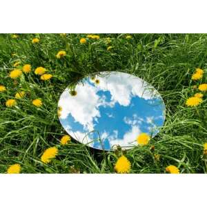 Tablou Canvas Beautiful Summer Grass And Clear Clouds Reflection In The Mirror, 80x50cm, tabloucanvas1187, Zumzeria ® 105311798