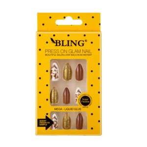 Bling Press On Glam Nail, 24 buc, Mega-Liquid Glue, Unghii false, Unghii artificiale, Unghii de salon, Unghii presate, Tips pentru unghii, Arta unghiilor, Manichiura, Pedichiura - Vârful unghiei
