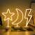 LED neon moon lamp, star and lightning, decorative night light, bedroom decor