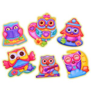 ColorDay Owl Fridge Magnets - Set of 6 painted owl designs - Nonbrand Creative Toy