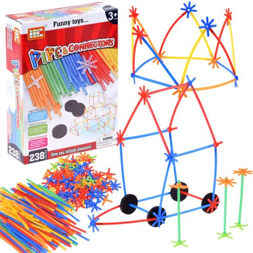Blokkok straw construction toy: set with box and examples