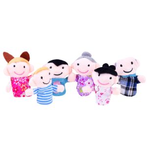 Családi Ujjbábok - Complete set of 6 plush family finger puppets - Puppet Toy