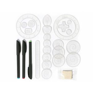 Spirograph Deluxe Set components: stencils, pens, and putty for geometric drawing - Nonbrand Creative Toy