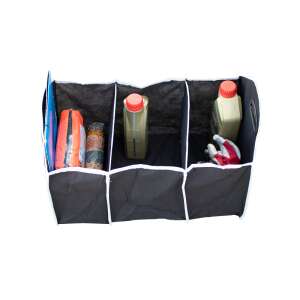 Organizator negru pentru portbagajul mașinii cu 3 compartimente, umplut cu accesorii auto - Organizatori auto