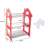 Three-tier dish drainer in red house shape with cutlery holder, dimensions