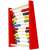 Red wooden abacus with colorful beads, 10 rows, 100 beads