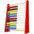Red wooden abacus with colorful beads, 10 rows, 100 beads, angled view