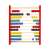 Red wooden abacus with colorful beads, 10 rows, 100 beads, front view