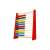 Red wooden abacus with colorful beads, 10 rows, 100 beads, angled view