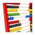 Close-up of red wooden abacus with colorful beads, 10 rows, 100 beads