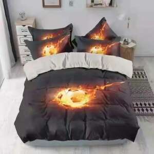 Fireball Focilabda Ágyneműhuzat Garnitúra - Teljes hálószoba szett paplanhuzattal és párnahuzatokkal, lángoló focilabda mintával. - SELOWEI