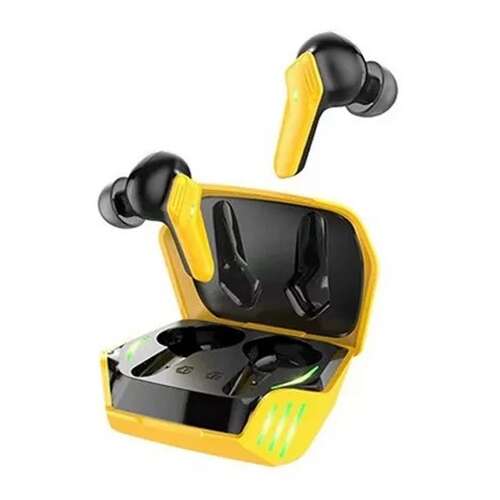 Borofone BW49 Magic TWS fülhallgató sárga-fekete töltőtokban, Bluetooth 5.3 vezeték nélküli fejhallgató