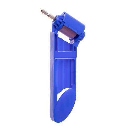 Portable drill bit sharpener, blue, for sharpening drill bits