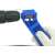 Portable drill bit sharpener, blue, used to sharpen a drill bit