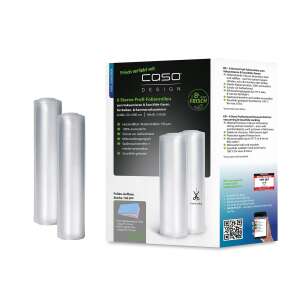 Caso Germany vacuum sealing rolls, 2 pack, 20 x 600 cm, reusable, tear and high temperature resistant up to 100C, dishwasher safe, transparent - Caso