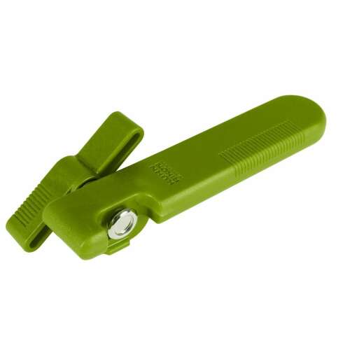 Kuhn Rikon green can opener, easy to use, ergonomic handle, stainless steel blade