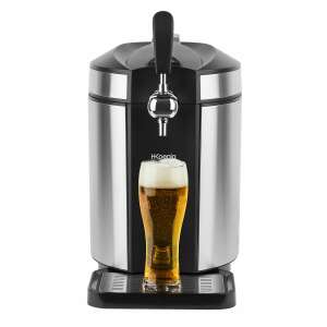 H.Koenig BW1880 beer dispenser with a glass of beer, stainless steel and black design - Bar tool