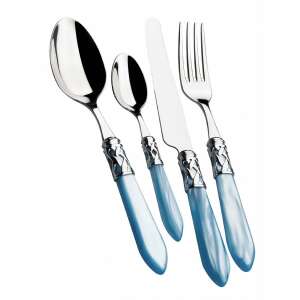 Casa Bugatti Aladdin 24-piece cutlery set, blue, stainless steel, Art Deco style - Cutlery