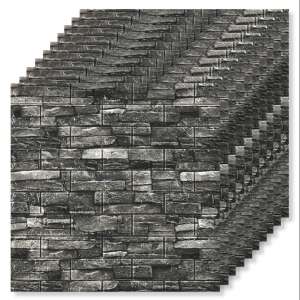 Set of 10 Tapetoo 3D self-adhesive wall panels, stone look, grey color - Wall Panel & Wall Sticker