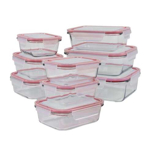 Classbach c-FHD4011g üveg ételtartó doboz készlet fedővel, különböző méretben, 1x1520 ml, 1x1040 ml, 2x680 ml, 2x520 ml, 2x410 ml, 1x370 ml