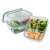 Classbach 3-piece glass food storage container set with compartments, 3x1000ml, airtight, dishwasher, microwave and freezer safe, transparent
