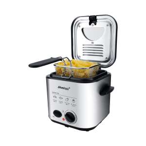 Steba DF95 Mini Deep Fryer with Removable Basket, 1.2 Liter Capacity, 400g Food Capacity, Adjustable Thermostat, Ideal for Small Kitchens, Light Indicator, Intuitive Operation, 8 Fondue Forks Included - Steba