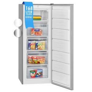 Bomann GS7340IX 168 liter freezer with open door, showing interior compartments and shelves - Bomann