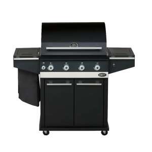 Boretti Ibrido Hybrid Gas and Charcoal Grill, black, 5 burner, large cooking surface, side table, built-in thermometer - Garden