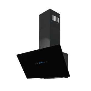 Black Exquisit KFD817-2L kitchen hood with glass front, 392 m³/h suction power - Range Hood