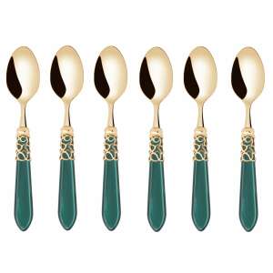 Casa Bugatti Melodia Gold dessert spoons, set of 6, green and gold, stainless steel with acrylic handles - Cutlery