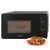 Clatronic MWG792N black microwave oven with food on a plate, front view