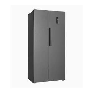 Exquisit SBS450-360E side-by-side refrigerator, closed door view, anthracite color - Exquisit