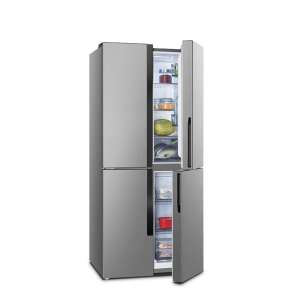 SanGiorgio SQ50NFXDH side by side refrigerator, stainless steel, 427 liters, open doors, interior view - Side by side refrigerator