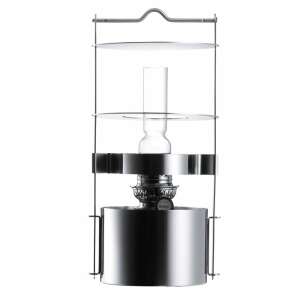 Stelton oil lamp, stainless steel, 34 cm high, 40 hours burn time, glass fiber wick, easy to clean and use, indoor or outdoor, minimalist design - Lantern